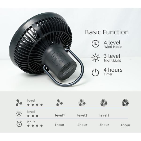 Rechargeable Portable Camping Fan 7800mAh Battery Tripod Stand Fan With Led Light