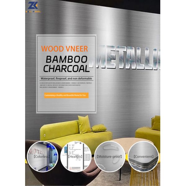 Interior Decoration Metal Wood Veneer Wall Panel Environment Friendly Bamboo Charcoal Wood Veneer
