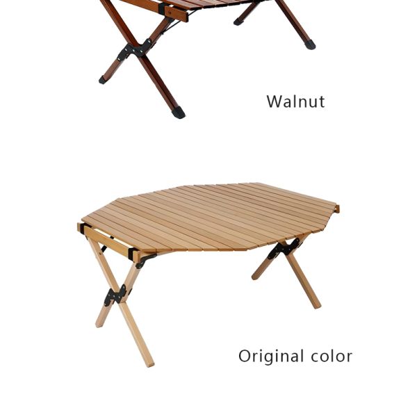 Octangle Wood Camping Table - Size comparison