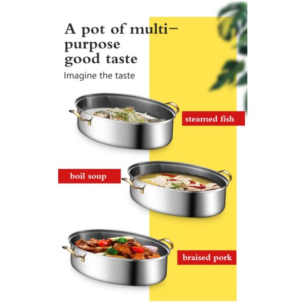 Multi Purpose Cooking Stainless Steel Fish Steamer Thickened