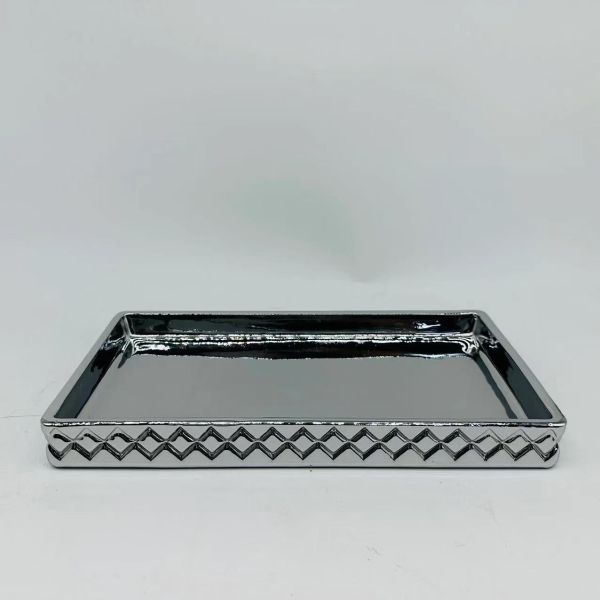 Glass bathroom accessories round shape with Ion plate and diamone pattern luxury bath accessories soap dish holder hand soap dispenser