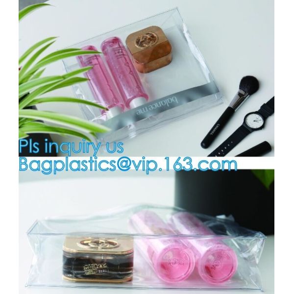 Eco-friendly Red Clear Slider Zipper PVC Cosmetic Make Up Bikini Bag, pvc zipper lock slider bag