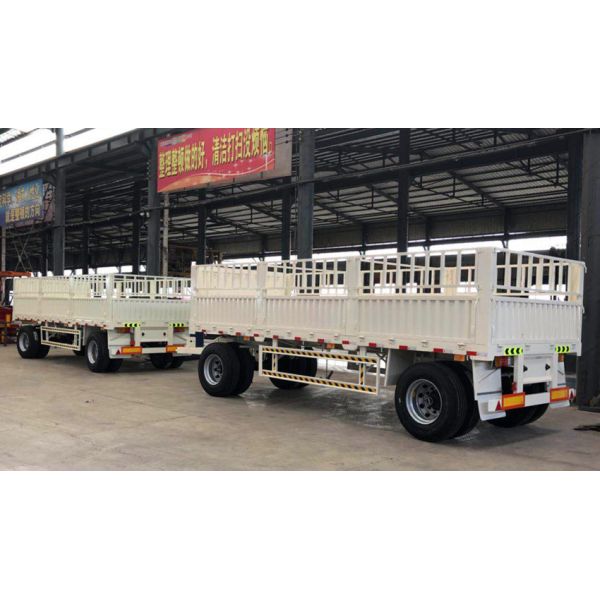 20 Ton Cargo Dump Semi Trailer Truck with 2 Axles Full Trailer Drawbar and Leaf Spring