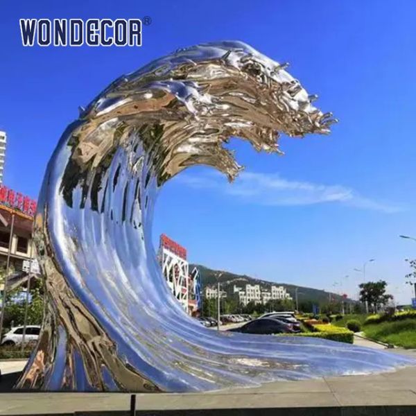 Cheap WONDERS Casting Stainless Steel Sculpture Metal Wave Sculpture 250cm for sale