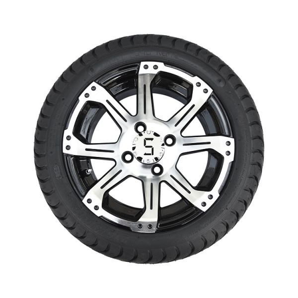 Black Aluminum 12 Inch Golf Cart Wheels And Tires 215 35 12 With 8 Spokes
