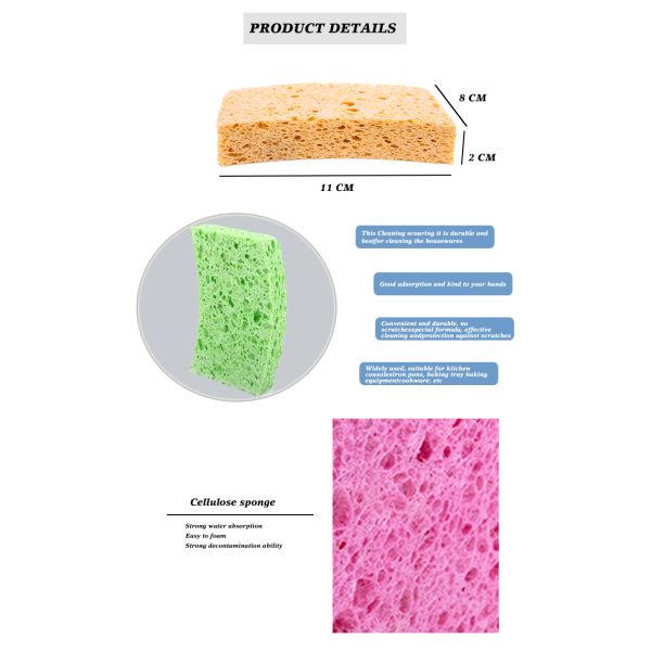 Eco-Friendly Cellulose Sponge Scourer for Kitchen Cleaning