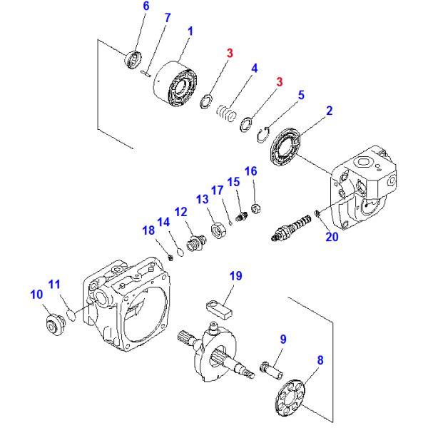 PC45R-8 Excavator Hydraulic Parts For 708-1T-00132 708-1T-01112 Pump