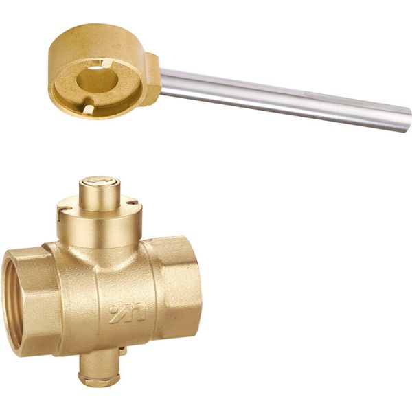 1612 FxF Magnetic Lockable Brass Ball Valve size DN20 DN25 DN32 DN40 DN50 with Round Patterned Stemhead and Meter Outlet