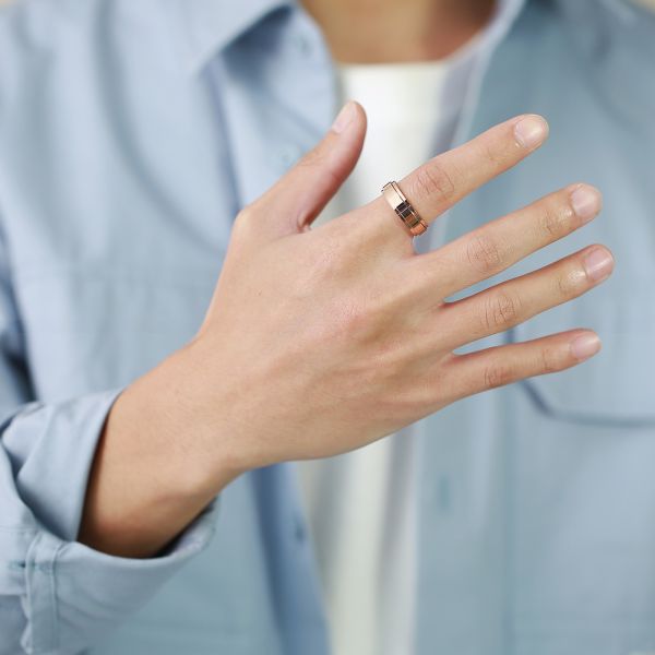 Stainless Steel Wedding Band Rings Rainbow Rotatable Adjustable Gold Rose Gold Plated