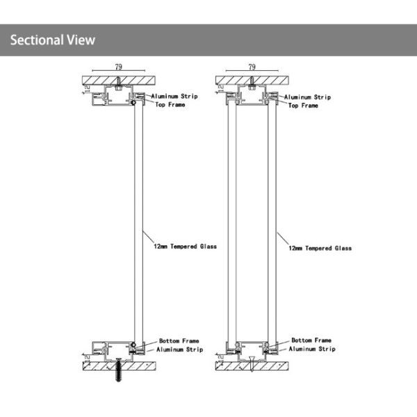 Commercial Office Glass Partition Wall System 42db - 45db Sound insulation