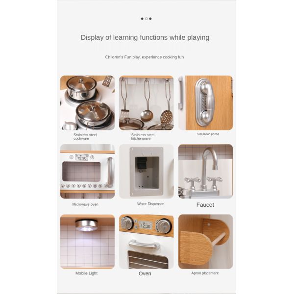 Large 82.5cm Refrigerator Wooden Miniature Kitchen Set Stove White Black