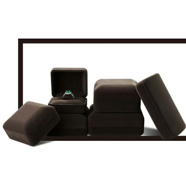 Brown Printing Jewelry Velvet Box Elegant Design For Ring / Bangle Gift Storage