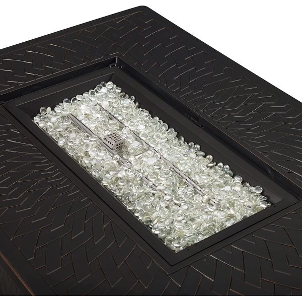 Rectangular Aluminum LPG Gas Square Fire Pit Uses 20 Pound Propane Tank