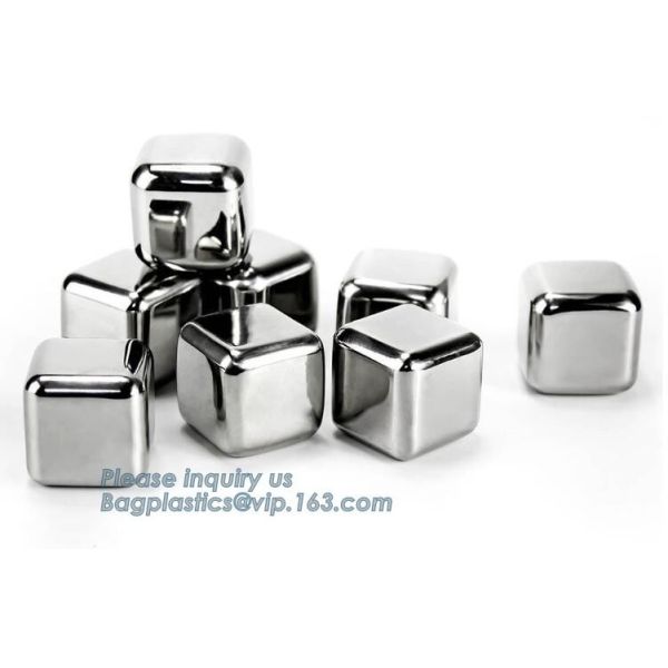 Customized stainless steel whiskey ice cube stone, Mini Stainless Steel Ice Cube Whisky Stone wholesale, bagease, pac