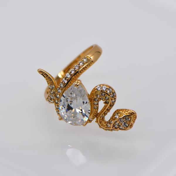trendy snake shape Swiss Cubic Luxury Zircon crystal ring jewelry gift For Women fashion