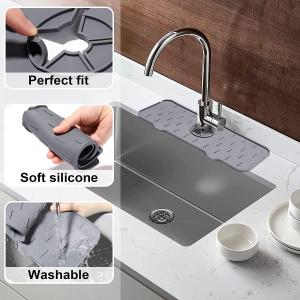 Sink Draining Pad Behind Faucet Splash Water catcher Mat Silicone Faucet Mat for Kitchen