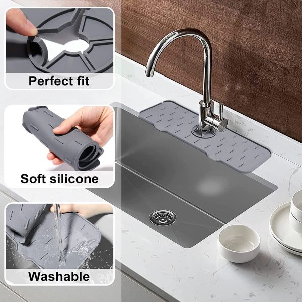 Cheap Sink Draining Pad Behind Faucet Splash Water catcher Mat Silicone Faucet Mat for Kitchen for sale