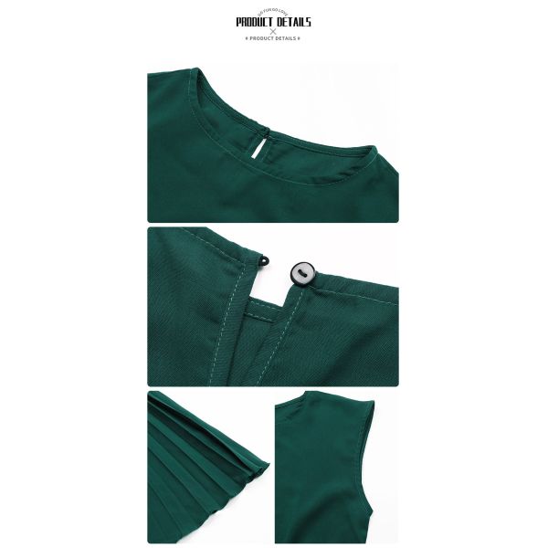 New European and American Skirt Summer Vacation Women&prime;s Lace up Solid Color Pleated Dress