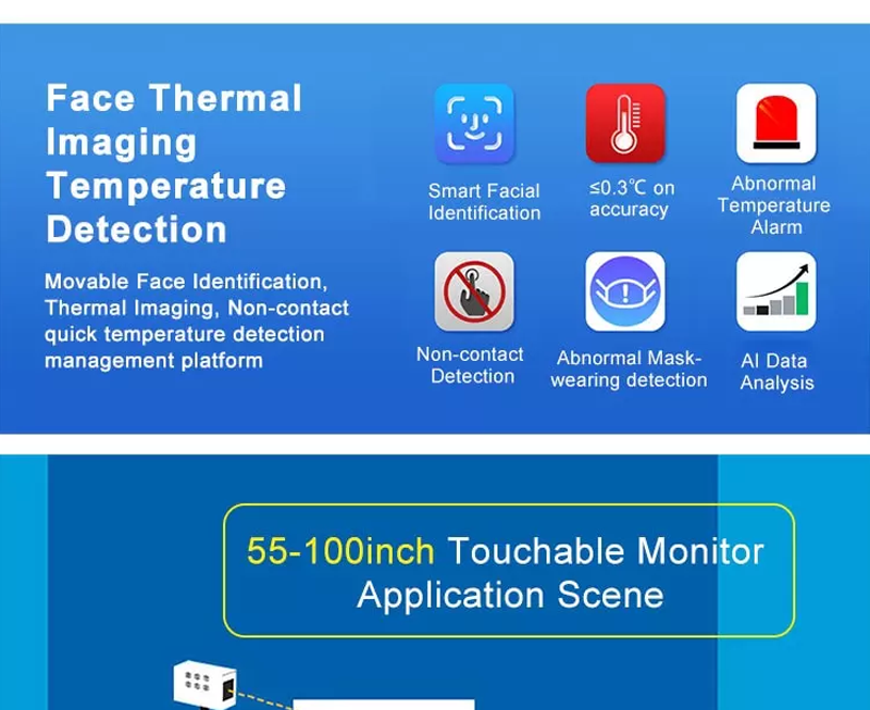 Walk Through Automatic Infrared Thermometer Scanner Smart Facial Identification