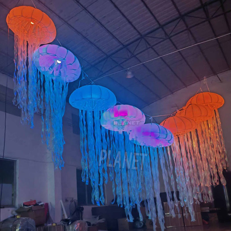 Quality Colourful Inflatable Jellyfish Balloon Hanging LED Light With Christmas Decoration wholesale