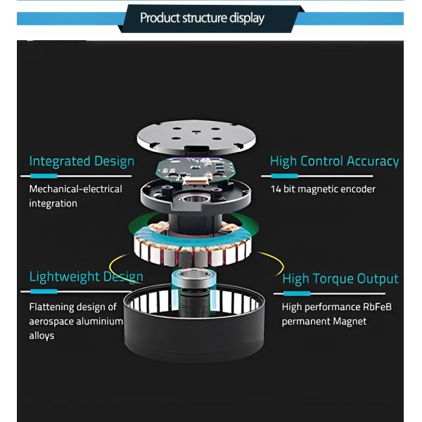 Faradyi Customized PM5225 52*25mm High Torque Brushless Outer Rotor Exoskeleton Gimbal Brushless Waterproof Robot Arm Motor
