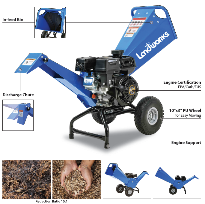 Rotor Type Compact Wood Chipper With Efficient Cutting System 3" Chipping