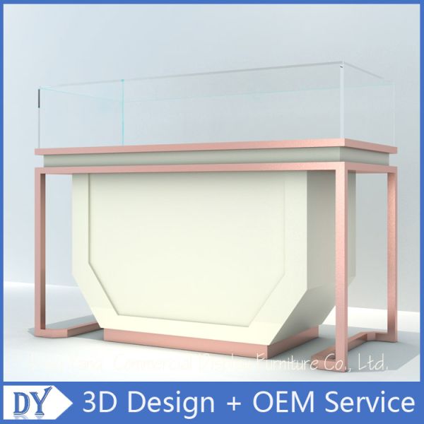 1200 X 550 X 950 Wooden Beige Jewelry Store Showcases With Light