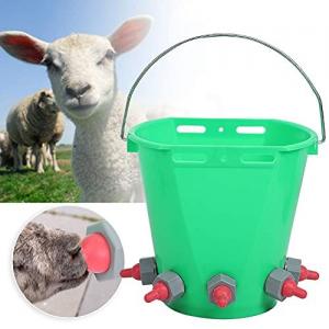 Quality Plastic Lamb Milk Feed Bucket Multiple Nipples 8L Animal Feeding Pot wholesale