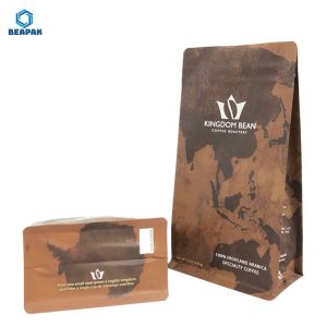 Quality Logo Printed 120um Flat Bottom Coffee Pouch With Valve wholesale