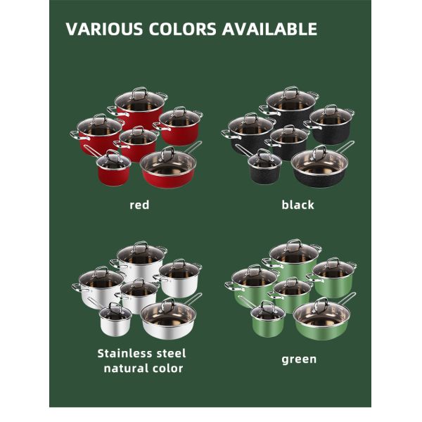 Hot Selling 12pcs Stainless Steel Cookware Set Cooking Tornado Pots And Pans Cookware Sets