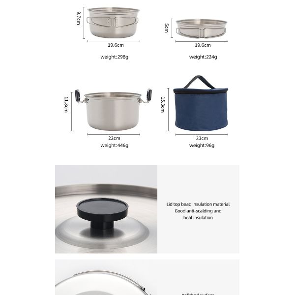 OEM/ODM Camp Cook Set Outdoor Cooking Soup Pot Vegetable Bowl Camping Mess Kit Camping Cookware Set