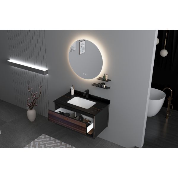 800mm Bathroom Mirror Cabinet Wall Mounted Artificial Marble Countertop