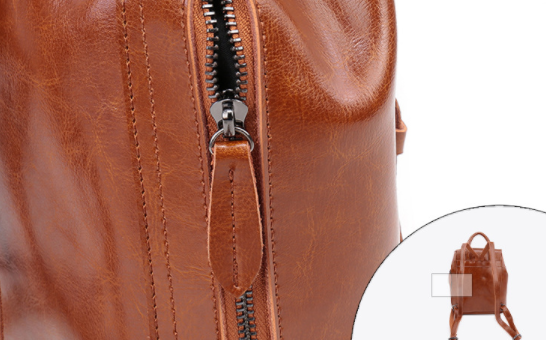 Retro Oil Wax Double Shoulder Bag , Fashionable Bucket Type Student Travel Backpack