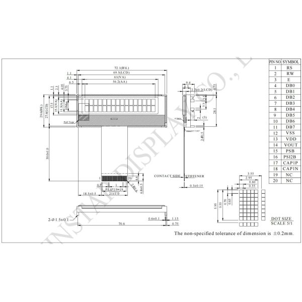 16*2 Character COG LCD Module 6800/SPI/I2C Interface 5*8 Dot 5V Monochrome Customizable