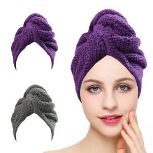 Quality Custom Label Curly Hair Microfiber Turban Towel Wrap purple gray wholesale