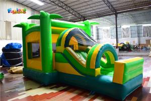 China Moblie Tropical Palm 220V Inflatable Bounce Houses With Slide Combo Bounce House on sale