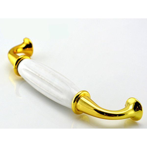 Anti Corrosion Ceramic Handles And Knobs , Gold Plated Turkey Design Porcelain Wordrobe Pulls