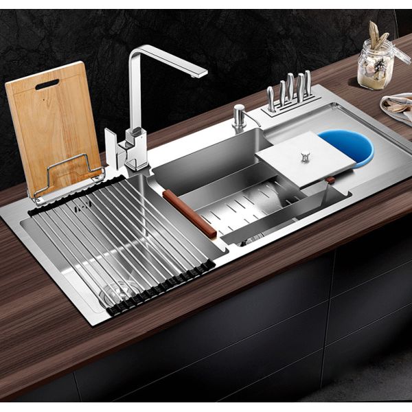 Topmount Apron Front Multifunction Sink 42' Double Bowl Knife Holder 105x48