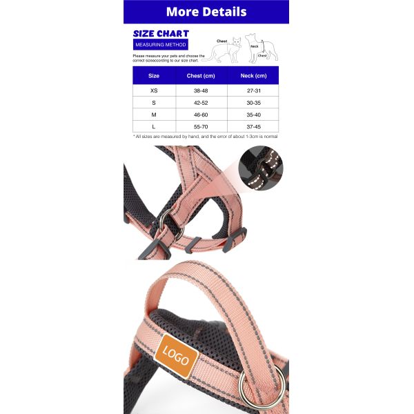 Small Medium Dogs Adjustable Breathable Dog Harness With Handle