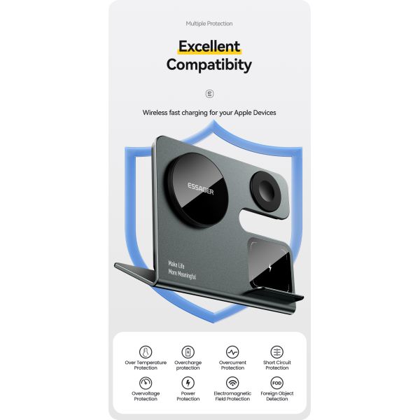 OJD-119 Series Fantasy 3 in 1 Wireless Charger PD Phone and Watch Charging Station