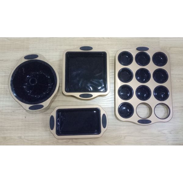 FBTZ1112 for wholesales set of 4pcs silicone/carbon steel muffin/loaf/square/bundt bakewares