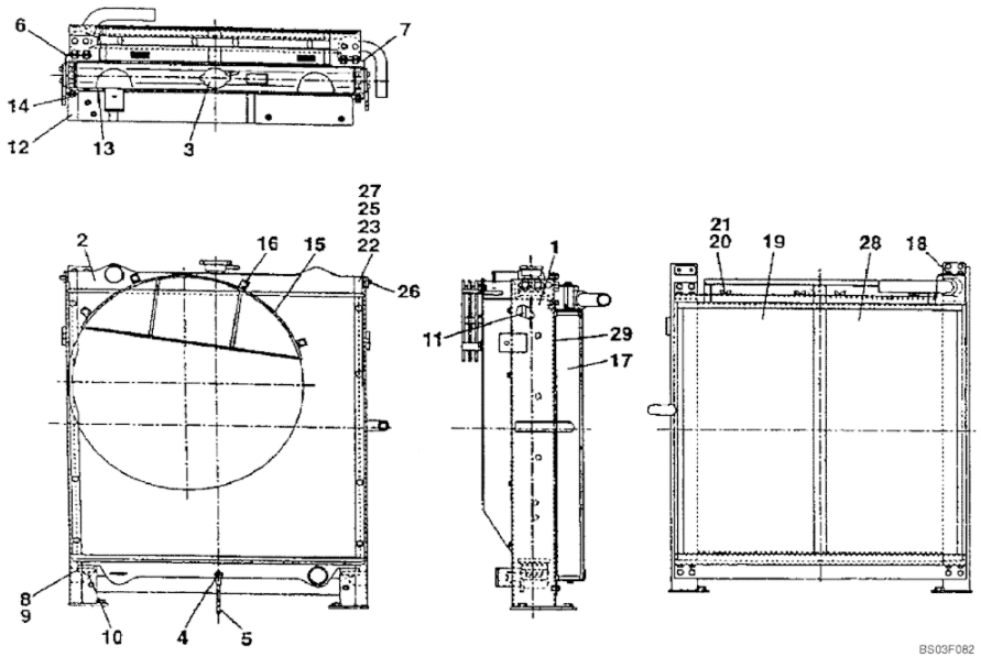 LN00056 Water Tank Radiator CX135SR CX130 Radiator CASE Excavator Spare Parts