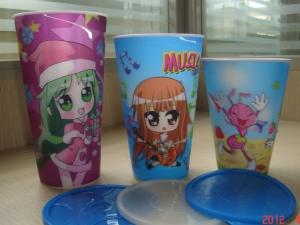 Quality PLASTIC LENTICULAR 350 ml cartoon flip lenticular printing coffee 3d lenticular drink plastic cup with straw wholesale