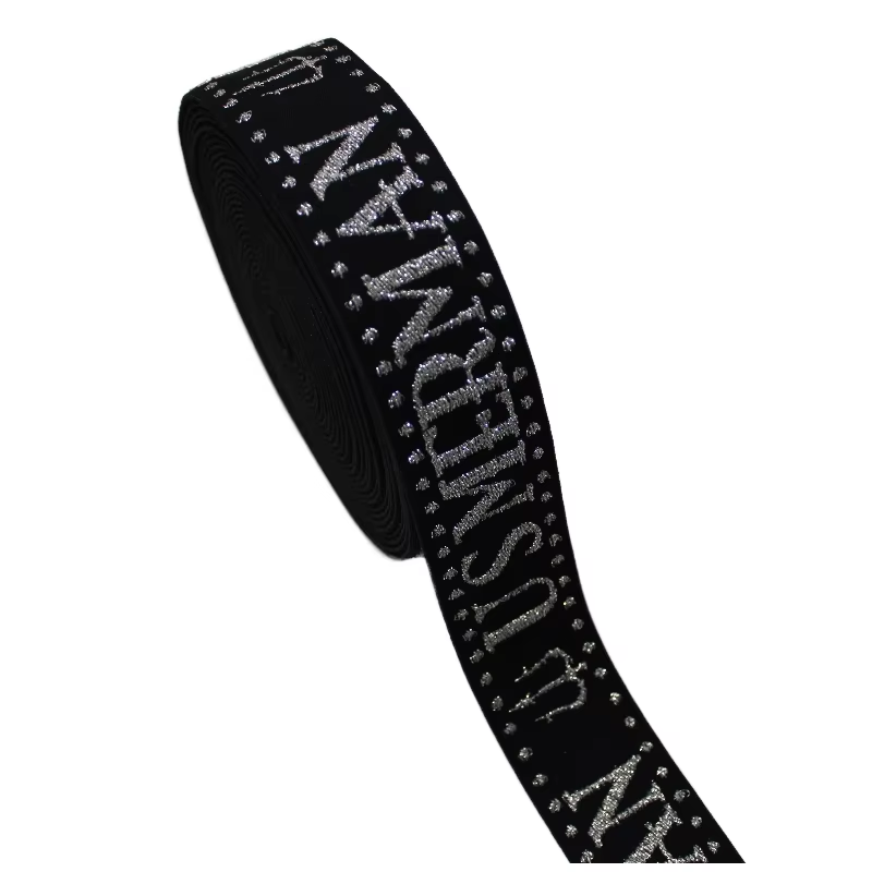 Glitter Jacquard Elastic Band For Women Hair Band Lurex Soft Shiny Custom Logo Waistband