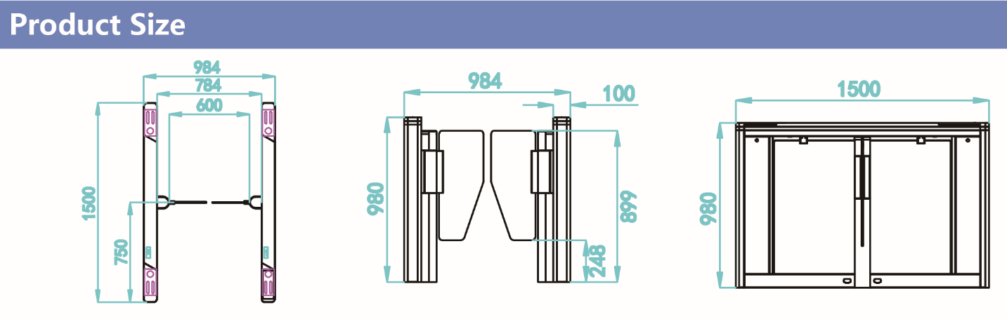 Directional Paddle Swing Barrier Turnstile Security Turnstile Gate CE Approval