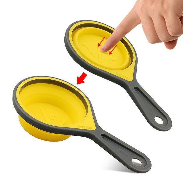 BAP Free Collapsible Silicone Soft Measuring Cups Measuring Spoons Silicone Kitchen Utensil Tools Travel Measuring Cup