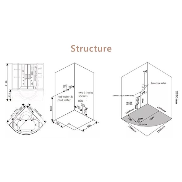 Fan Shaped Bathroom Shower Enclosure , OEM ODM Shower Steam Room Unit
