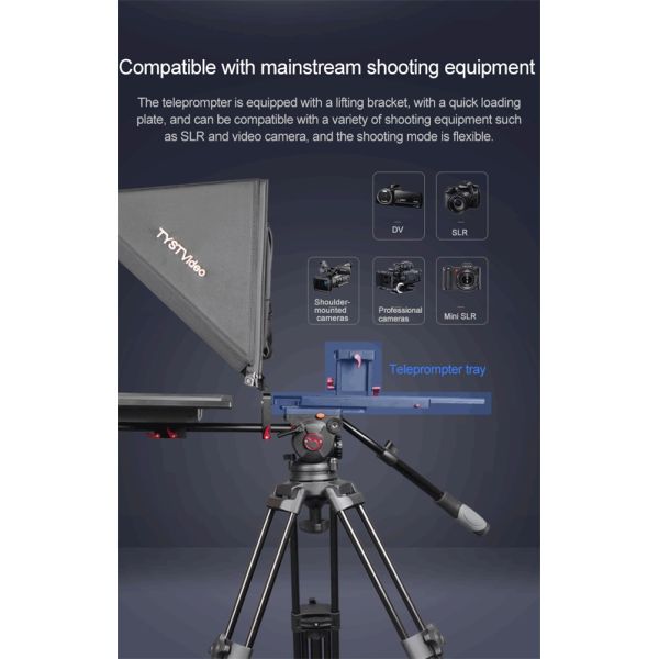 Private Mold 24 Inch Television and Broadcast Studio Teleprompter with 1 Set Remote
