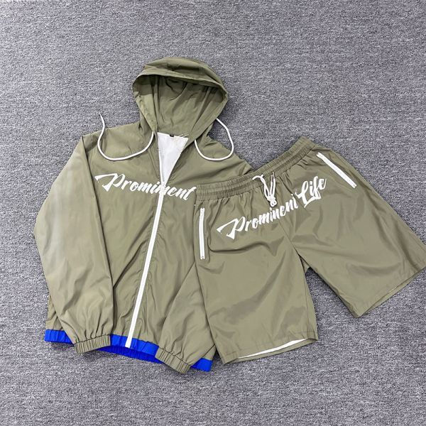 Custom Sublimation Print Nylon Hoodie And Shorts Sweatsuit Jogger Set Fabric Nylon