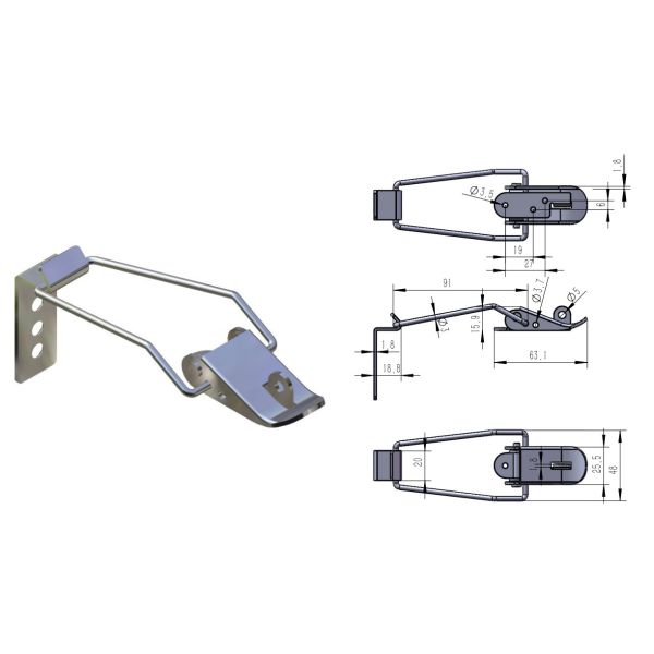 Industrial Fastener Over Center Corner Toggle Latch Color Galvanized With Side Hooks